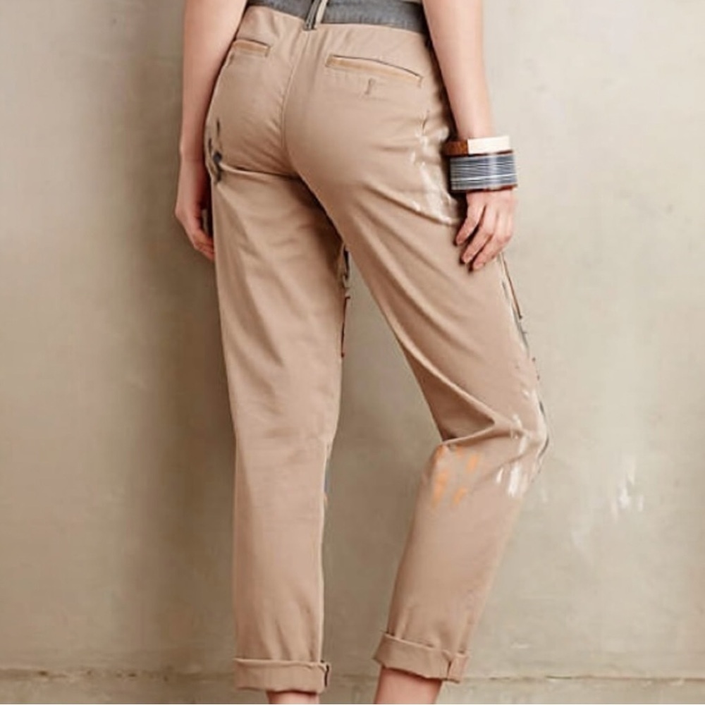Anthropologie Pilcro Hyphen Patchwork Painted Chinos Size 25 Cotton Blend - Picture 2 of 16